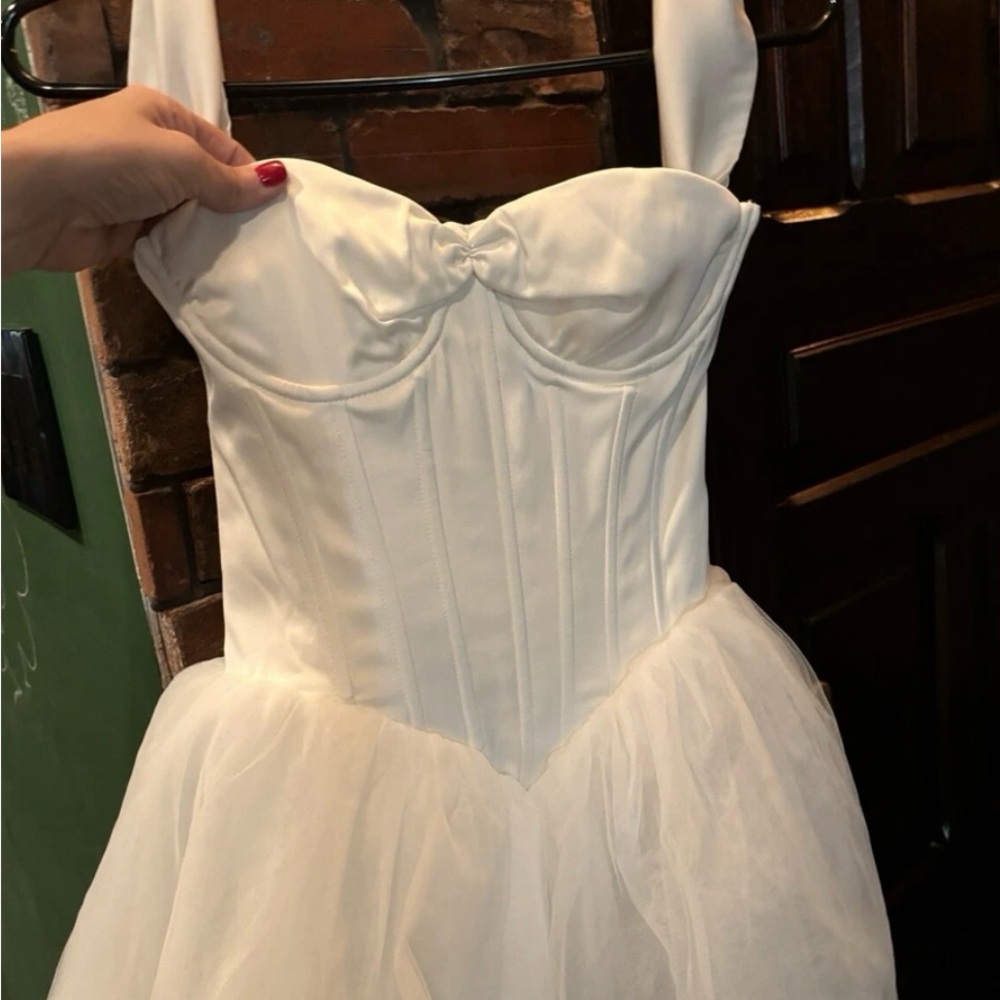 Oh Polly White Dress with Corset Detail